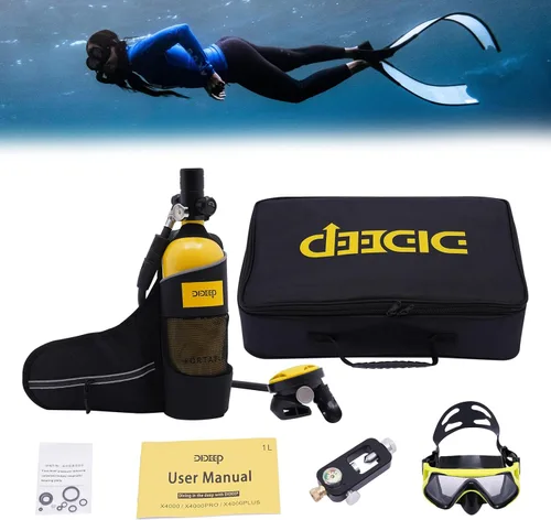 Miniatura 5 de Mini juego de buceo, tanque de buceo de 0.5L con bomba, kit de tanque de buceo de respiración subacuática de 4500 PSI, buceo, buceo, esnórquel