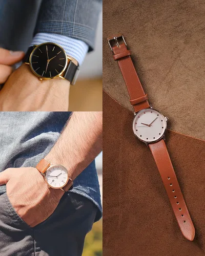 Miniatura 6 de uxcell Correa de cuero genuino de varios tamaños, correa de reloj de cuero fina y elegante plana para hombres y mujeres
