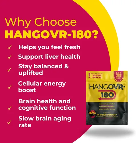 Miniatura 3 de Hangovr 180 Tri-Power Before Drink Defense - Paquete de 4 – Apoya la salud del hígado y el cerebro, siéntete más fresco y mejor energía – Tomar