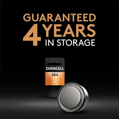 Miniatura 3 de Duracell Batería de botón de óxido de plata 364, paquete de 1, batería 364 de 1.5 voltios, larga duración para relojes, dispositivos médicos