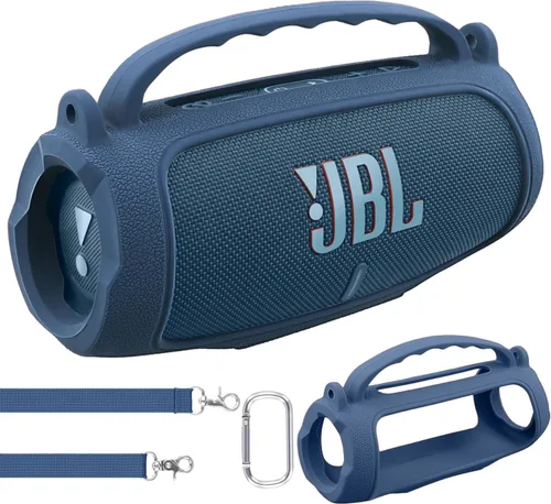 co2CREA Funda de silicona para altavoz Bluetooth portátil impermeable JBL Charge 5, funda suave de viaje portátil con correa para el hombro, funda