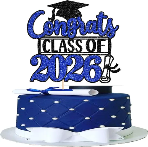 Miniatura 23 de Rsstarxi 1 paquete de 2026 con tapa de graduación 2026, decoración de pastel de felicitaciones graduadas para decoración de fiesta de graduación