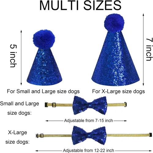 Miniatura 5 de Suministros para fiesta de cumpleaños para perros, sombrero de cumpleaños para perro de varios tamaños con números, bandana, pajarita, cartel