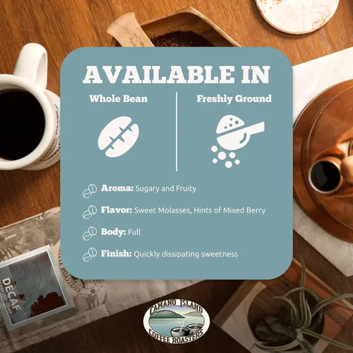 Miniatura 4 de Camano Island Coffee Roasters Mezcla de espresso descafeinado, grano entero de 12 onzas, tostado oscuro fresco de agua suiza procesada, orgánico