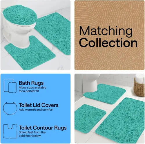 Miniatura 211 de Gorilla Grip - Tapete de baño de felpilla gruesa, suave y absorbente, secado rápido, de microfibra, con reverso de caucho, para piso de ducha, Nube