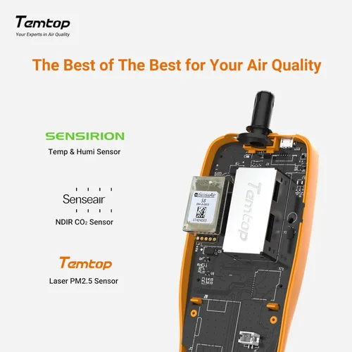 Miniatura 5 de Temtop Monitor avanzado de calidad del aire para CO2, PM2.5, PM10, con alarma de audio, información de temperatura y humedad, además de exportación