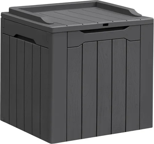 Miniatura 19 de Greesum Caja de resina de 31 galones para todo tipo de clima, cajas de almacenamiento al aire libre para juegos de muebles de patio, juguetes al