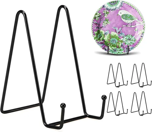 Miniatura 12 de Kruodop Paquete de 3 soportes de placa para exhibición, soporte de placa de 4 pulgadas, soporte de marco de metal para libros, imágenes, caballete