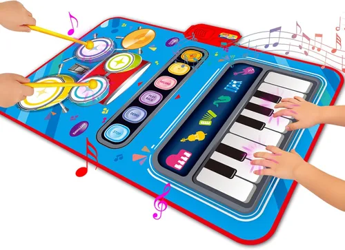 Regalos para niños de 1 año, juguetes de alfombra musical 2 en 1 para niños de 1 2 3 4 5 años, regalos educativos musicales de primer cumpleaños