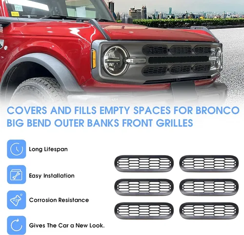 Miniatura 2 de sukemichi Insertos de parrilla de malla frontal para Ford Bronco Big Bend 2021, 2022, 2023, 2024, 2025, 2026, accesorios exteriores de 2 puertas, 4