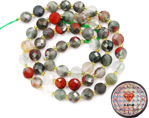 Cuentas de piedras preciosas para la fabricación de joyas, cuentas de monedas facetadas de piedra natural piedra de sangre africana de 0.236 in