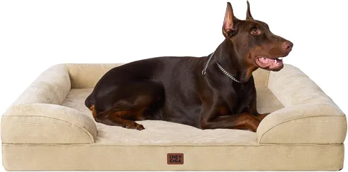 Miniatura 121 de EHEYCIGA - Cama ortopédica para perro grande, impermeable, de espuma viscoelástica y espuma tipo caja de huevos, bordes elevados, antideslizante