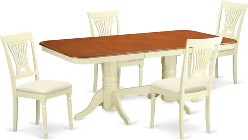 Miniatura 9 de East West Furniture NAPL9-WHI-W Juego de mesa de comedor de 9 piezas incluye una mesa de comedor rectangular con hoja de mariposa y 8 sillas