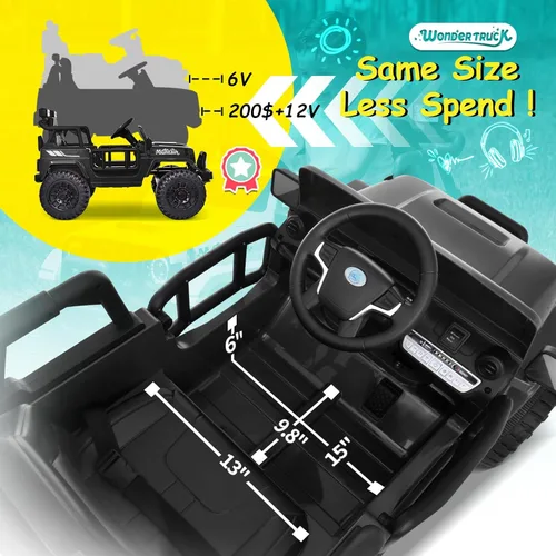 Miniatura 4 de Joywhale - camión para niños de 12V, con batería, vehículo motorizado eléctrico para niños, con control remoto, suspensión de 4 ruedas, luces LED