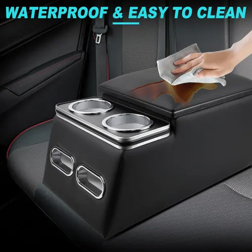 Miniatura 4 de Organizador universal para consola central de coche con portavasos y soporte para teléfono, consolas para asiento trasero con apoyabrazos y caja