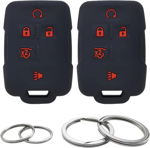 Miniatura 7 de 2 piezas fundas de silicona para control remoto de 4 botones, estuche protector sin llave compatible con Chevrolet Chevy Colorado Silverado Suburban