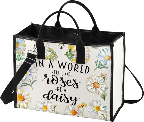 LEVLO Bolsa de cosméticos de flores de margaritas, regalo para amantes de las margaritas, regalo en un mundo lleno de rosas, bolsa de maquillaje con
