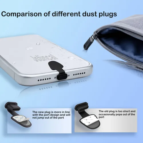 Miniatura 7 de Tapones antipérdida de polvo tipo USB C, cubiertas de silicona para puerto USB tipo C, con adhesivo desmontable para teléfono móvil, compatibles
