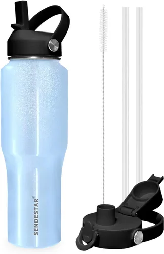 Miniatura 34 de SENDESTAR Botella de agua de acero inoxidable de 40 onzas (fría durante 48 horas, caliente durante 24 horas), botella aislada al vacío de doble Gris
