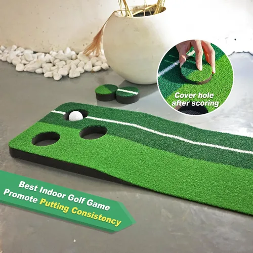 Miniatura 3 de SENSECLUB Verde de Golf Interior Plegable, Juego de Alfombra de Golf, Regalos de Golf para Hombres con Sistema de Recolección de Bolas