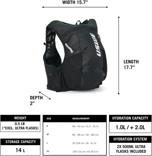 Miniatura 4 de USWE Pace - Mochila de hidratación para correr con 2 x 16.9 fl oz UltraFlask, mochila para hombre y mujer