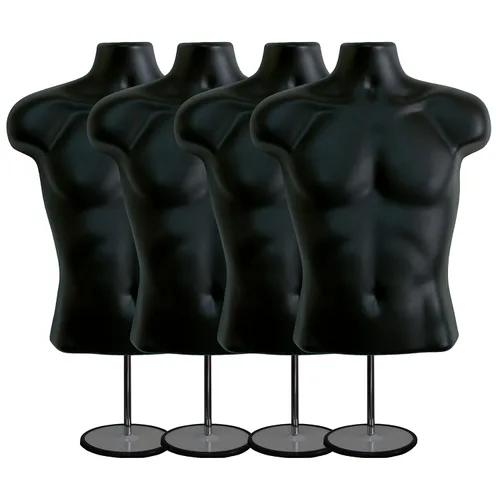 Miniatura 16 de Maniquí masculino de torso con soporte de metal, parte trasera hueca, cuerpo apilable, forma de vestido para exhibición de camisetas, mostrador