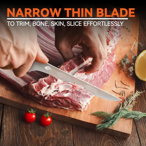 Miniatura 2 de TUO Black Hawk - Cuchillo de filete de 6 pulgadas para recortar grasa de carne, desollado de ciervos, mango de espiga completa, acero alemán de alto