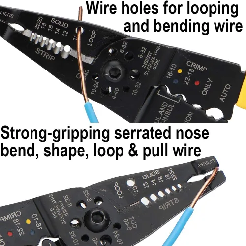 Miniatura 7 de DOWELL Herramienta de pelado de cables, pelacables, engarzadora, cortador multifunción de 8 pulgadas 10-22AWG