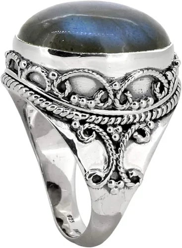 Miniatura 4 de YoTreasure Anillo de labradorita en negrita de 0.591 x 0.787in, plata de ley 925, joyería de piedras preciosas, Metal Piedra preciosa Metal
