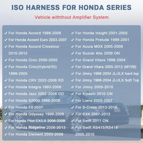 Miniatura 2 de Adaptador de arnés de cableado de radio estéreo ISO para Honda, arnés de cableado de radio de mercado de accesorios compatible con Honda Accord