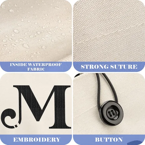 Miniatura 5 de YOOFAN Bolsa de lona con inicial, bolsa de regalo personalizada con monograma para bodas, cumpleaños, playa, vacaciones, regalo para mujeres