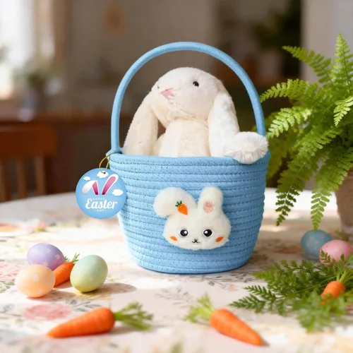 Miniatura 2 de Cesta de Pascua, cestas de Pascua para niños, cesta de Pascua para bebés con asa, cesta de huevos de conejo vacía, cestas de Pascua para niños