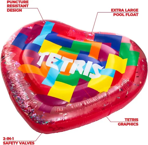 Miniatura 5 de Tetris - Flotador de piscina grande inflable – Flotador retro para piscina – Diversión familiar – Se adapta a dos personas – más de 5 pies de alto
