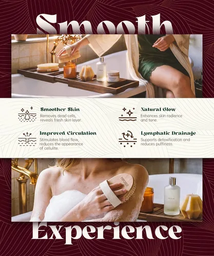 Miniatura 8 de POPCHOSE Cepillo de cepillado en seco para el cuerpo, cepillo exfoliante de cerdas naturales para piel seca, cepillo corporal para una piel