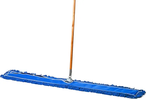 Miniatura 12 de Trapeador de polvo comercial azul de 24 pulgadas y barredora de piso, con mango de madera para azulejos, madera dura y hormigón