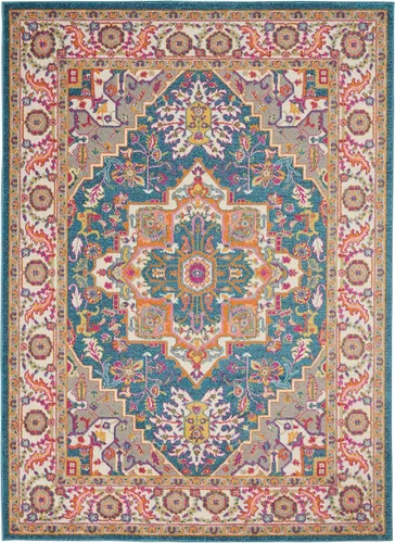 Miniatura 3 de Nourison Passion Bohemian - Alfombra color verde azulado multicolor, de 3 pies con 9 pulgadas x 5 pies con 9 pulgadas, fácil limpieza, no pierde