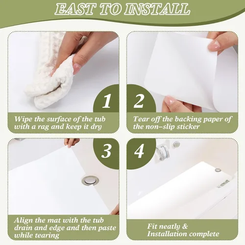 Miniatura 6 de Colingmill - Alfombrilla antideslizante de 16 x 40 pulgadas para bañera de vinilo adhesivo antideslizante antideslizante de seguridad blanca