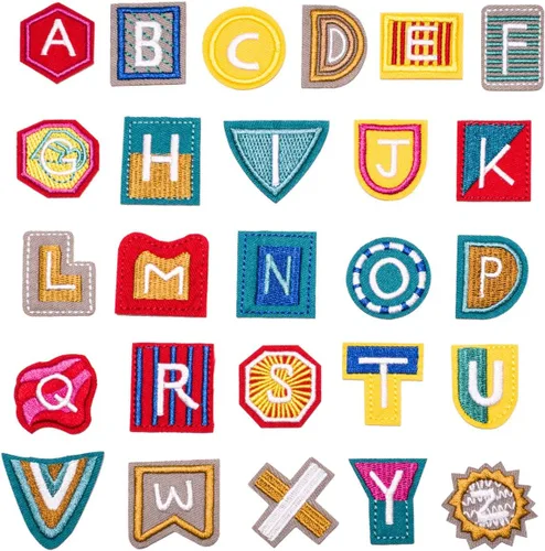 Miniatura 11 de U-Sky Parches bordados para coser o planchar Letras coloridas completas del alfabeto A-Z Personalización para bricolaje Ropa para niños