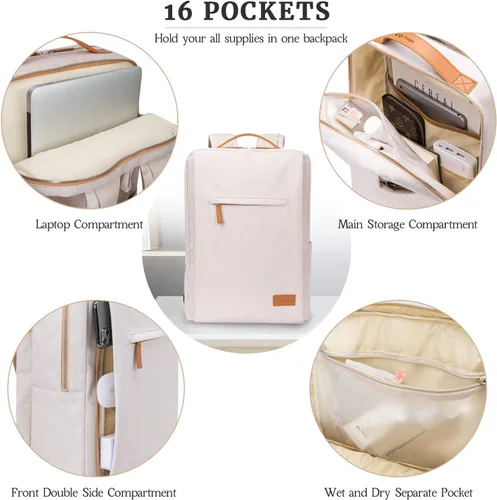 Miniatura 2 de Hp hope Mochila para laptop para mujer, mochila de trabajo de 15.6 pulgadas con puerto USB, mochila resistente al agua para viajes, universidad