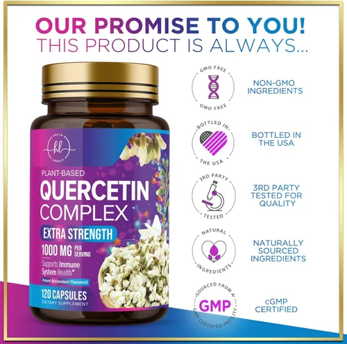 Miniatura 4 de Dihidrato de quercetina 1000 mg por porción - Bioflavonoides de primera calidad a base de plantas - Antioxidante extra fuerte Apoyo para la salud