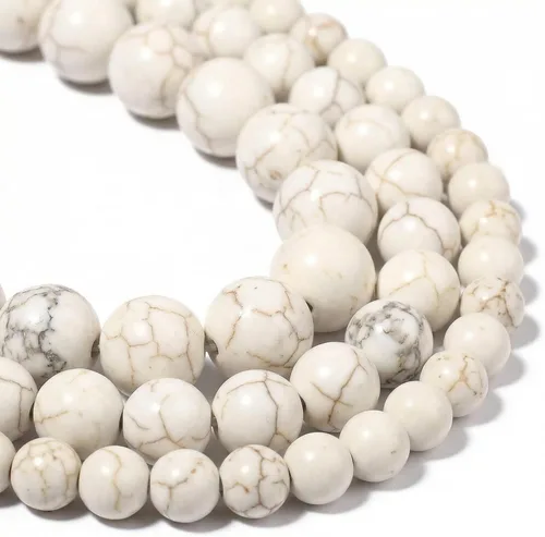 Miniatura 30 de 60 cuentas de turquesa de concha blanca, cuentas redondas sueltas de piedra natural de 0.236 pulgadas para hacer joyas, aretes, collares, Turquesa