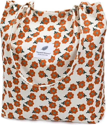 Miniatura 132 de Ayieyill - Bolsa de pana para mujer y niña, con correa de lona para colgar al hombro, bolsa con bolsillo