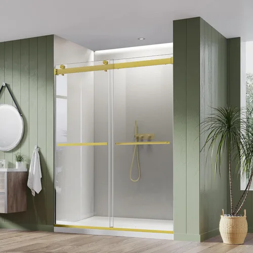 Miniatura 14 de Puerta corrediza de cristal para bañera, 56-60 pulgadas de ancho x 58 pulgadas de alto, sin marco, para baño, vidrio templado transparente de 5/16