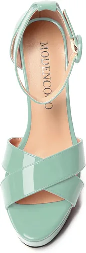 Miniatura 52 de MODENCOCO Sandalias de boda con correa de tobillo sexy para mujer, con plataforma y puntera abierta, tacón de aguja y tacón alto, zapatos de vestir