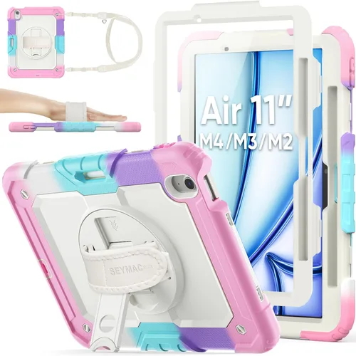 Miniatura 28 de SEYMAC stock Funda protectora para iPad Air de 11 pulgadas M3 2025/M2 2024 (Air 7ª/6ª generación), funda resistente con protector de pantalla