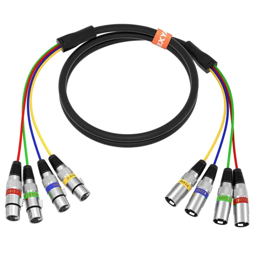 EBXYA Cables XLR Snake de 4 canales, 4 cables XLR de color macho a hembra, para grabación en vivo, estudios, 3 pies