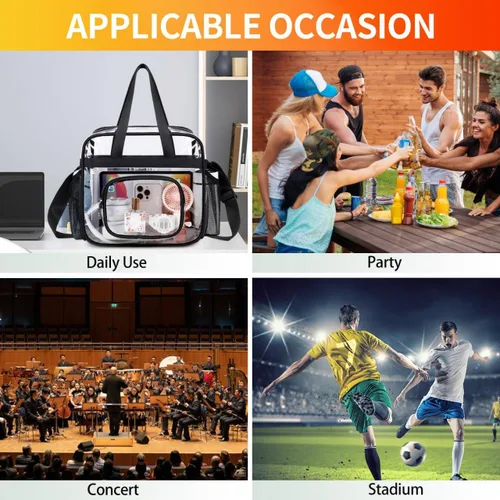 Miniatura 14 de Bolsas transparentes aprobadas para estadios, bolsa transparente + correa para el hombro, bolsa transparente grande