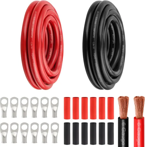 Miniatura 12 de Cable de alimentación de batería de 8 AWG - 5 pies rojo + 5 pies negro, cable de soldadura flexible de calibre 8 de alambre de cobre OFC