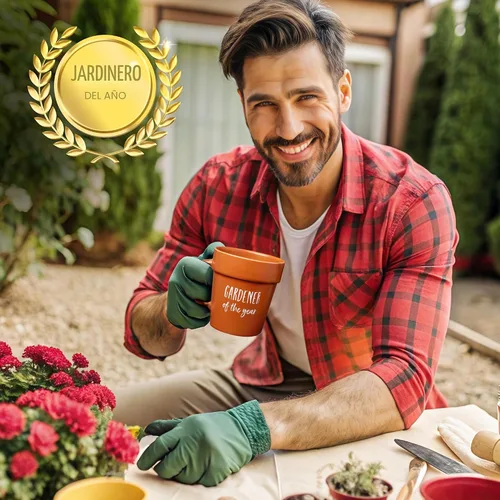 Miniatura 5 de VELENTI Taza de Café Jardinero de Regalo - Divertido Vaso con Maceta y Cucharón - Tazas de Café Geniales para Hombres, Mujeres - Taza