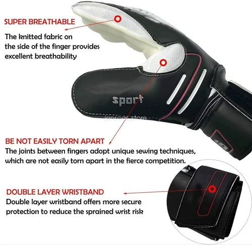 Miniatura 2 de Guantes de portero de fútbol profesional para niños y adultos y jóvenes con protección para los dedos, guantes de portero de fútbol de látex
